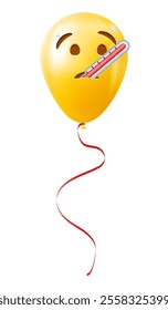 Emoji balloon with thermometer face Yellow emoji smile