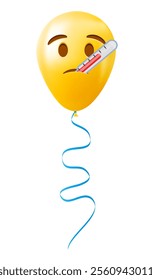 Emoji balloon with thermometer face Yellow emoji smile