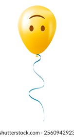 Emoji balloon with upside down face Yellow emoji smile