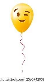 Emoji balloon with winking face Yellow emoji smile