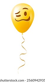 Emoji balloon with woozy face Yellow emoji smile