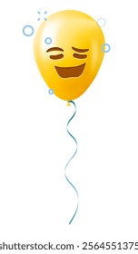 Emoji balloon with woozy face Yellow emoji smile