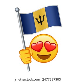 Emoji with Barbados flag Large size of yellow emoji smile