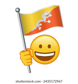 Emoji with Bhutan flag Large size of yellow emoji smile