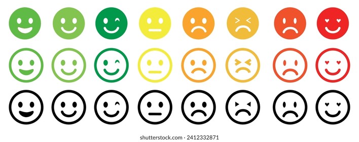 Emoji big set isolated on transparent. Vector Illustration.