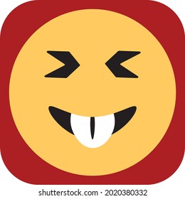 Emoji con dientes grandes, ilustración, vector sobre un fondo blanco.