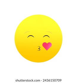 Emoji blowing heart kiss. Love emoticon flirty. Romantic tender symbol. Vector illustration. EPS 10. svg
