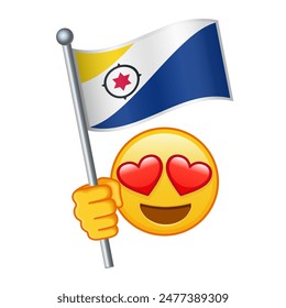 Emoji with Bonaire flag Large size of yellow emoji smile