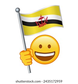 Emoji with Brunei flag Large size of yellow emoji smile