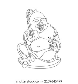 Emoji. Buddha Outline. Vector Drawing In A Linear Style
