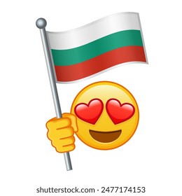 Emoji mit Bulgarien Fahne Große Größe des gelben Emoji Lächeln