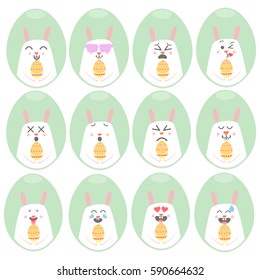 Emoji  Bunny Happy Easter vector EPS 10