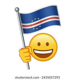 Emoji with Cabo Verde flag Large size of yellow emoji smile