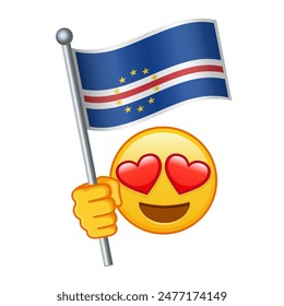 Emoji with Cabo Verde flag Large size of yellow emoji smile