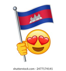 Emoji with Cambodia flag Large size of yellow emoji smile