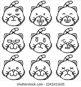 Emoji cat icon outline style part four