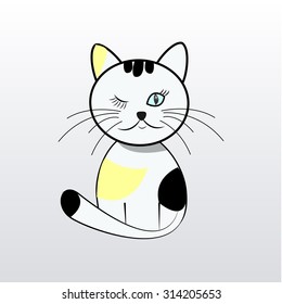 Emoji cat illustration over gray color background