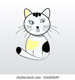 Emoji cat illustration over gray color background