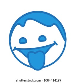 emoji with character that is sticking tongue out in jest or licking something with cheeky smiling face, simple hand drawn emoticon, simplistic facial expression, eps 10 vector illustration