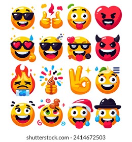Emoji character vector set. 3d emojis in happy and sad face reactions isolated in white background for emoticon characters design collection. Vector illustration