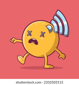 Emoji character with the Wifi Symbol on his head vector illustration. Communication, connection design concept.