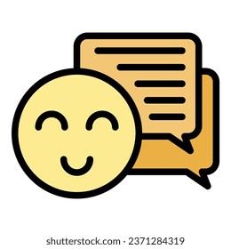 Emoji chat icon outline vector. Social care. Help patient color flat