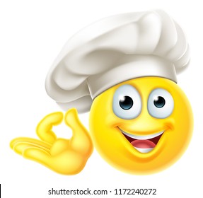 An Emoji Chef Cook Cartoon character giving an OK Gesture