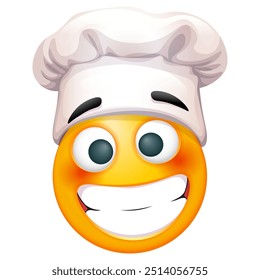 Emoji chef on white background. Emoticon with chef hat. Cute emoticon.