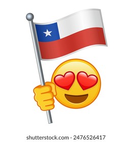 Emoji con bandera de Chile Grande tamaño de la sonrisa de emoji amarillo