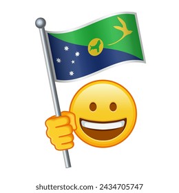 Emoji with Christmas Island flag Large size of yellow emoji smile