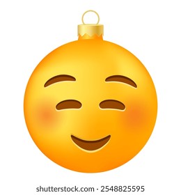 Emoji Christmas tree ball or toy with embarrassed smiling face