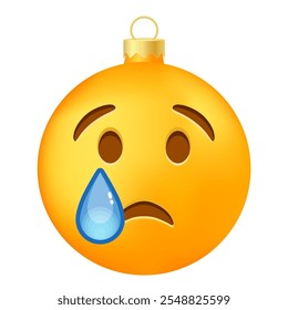 Emoji Christmas tree ball or toy with crying face