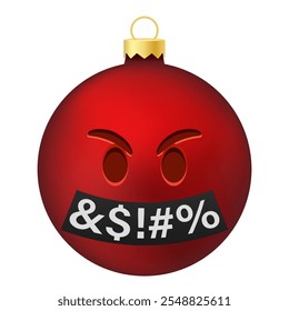 Emoji Christmas tree ball or toy with evil face