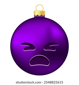 Emoji Christmas tree ball or toy with angry face