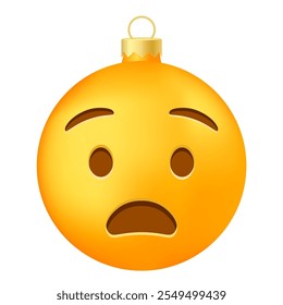 Emoji Christmas tree ball or toy with anguished face