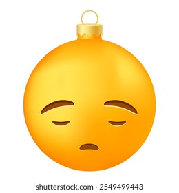 Emoji Christmas tree ball or toy with anguished face