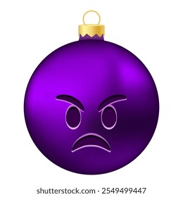 Emoji Christmas tree ball or toy with angry face