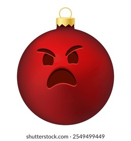 Emoji Christmas tree ball or toy with angry face