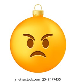 Emoji Christmas tree ball or toy with angry face