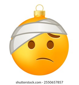 Emoji Christmas tree ball or toy with head bandage face