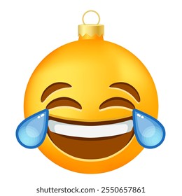 Emoji Christmas tree ball or toy with tears of joy face