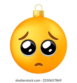 Emoji Christmas tree ball or toy with pleading eyes face