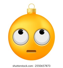 Emoji Christmas tree ball or toy with rolling eyes face