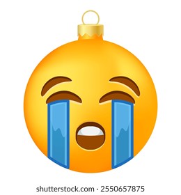 Bola ou brinquedo da árvore de Natal Emoji com rosto chorando alto