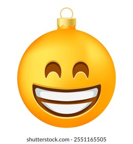 Emoji Weihnachtsbaumball oder Spielzeug mit grinsendem Gesicht