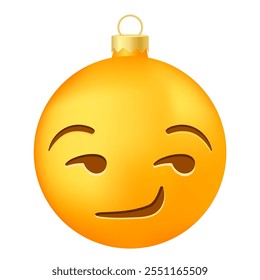 Emoji Weihnachtsbaum Ball oder Spielzeug mit grinsendem Flirt Gesicht