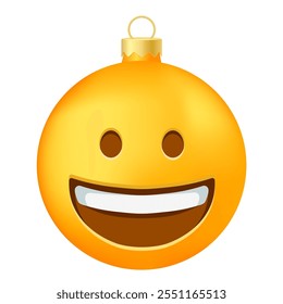 Emoji Weihnachtsbaumball oder Spielzeug mit grinsendem Gesicht