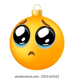 Emoji Christmas tree ball or toy with pleading eyes face