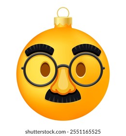 Emoji Christmas tree ball or toy with glasses and mustache face