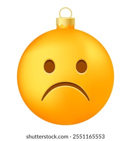 Emoji Weihnachtsbaum Ball oder Spielzeug mit runzeln traurig Gesicht